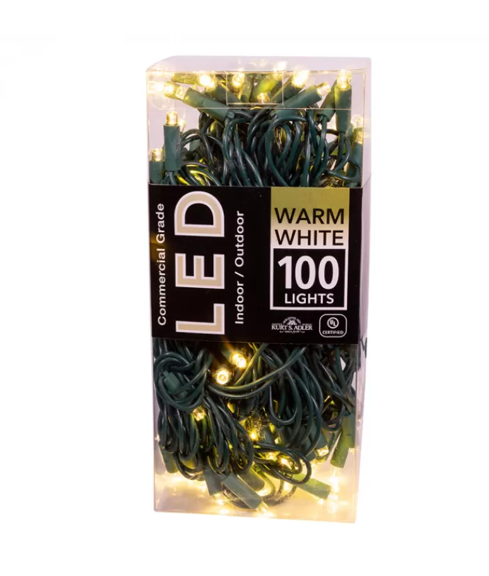 Boutique de Noël Ensemble De Lumières*100-Light 5Mm Warm White Led Green Wire Light Set