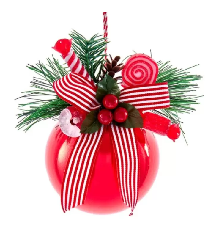 Boutique de Noël Pains D'épices & Bonbons*100Mm Red Ball W/Bow