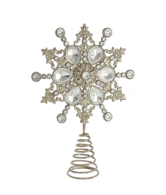 Boutique de Noël Étoiles & Cimes D'Arbre*12" Silver Snowflake With Jewels Treetop