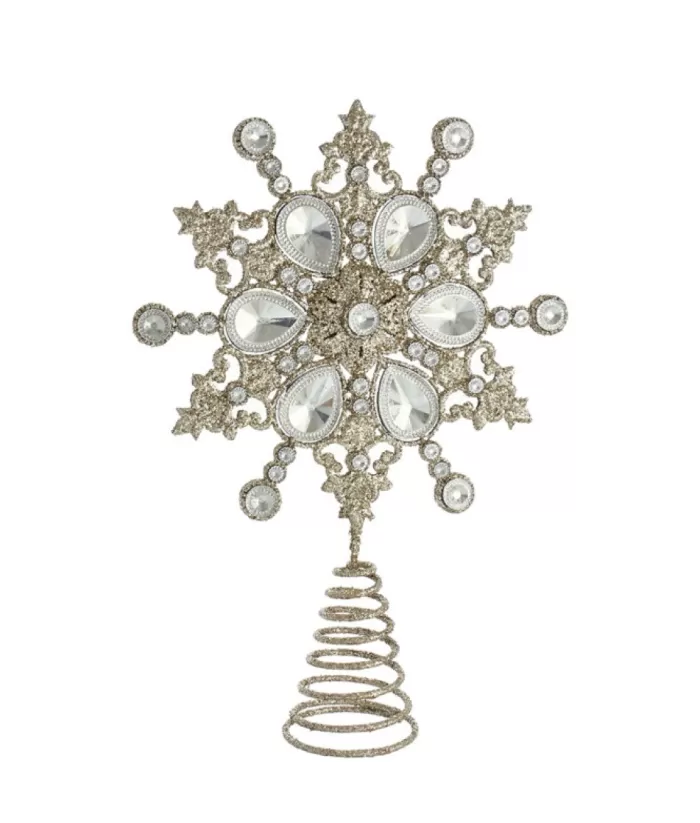 Boutique de Noël 12" Silver Snowflake With Jewels Treetop