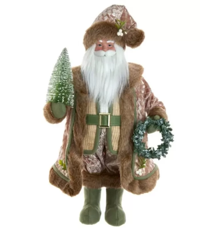 Boutique de Noël 18"Sage/Fur Santa W/Tree