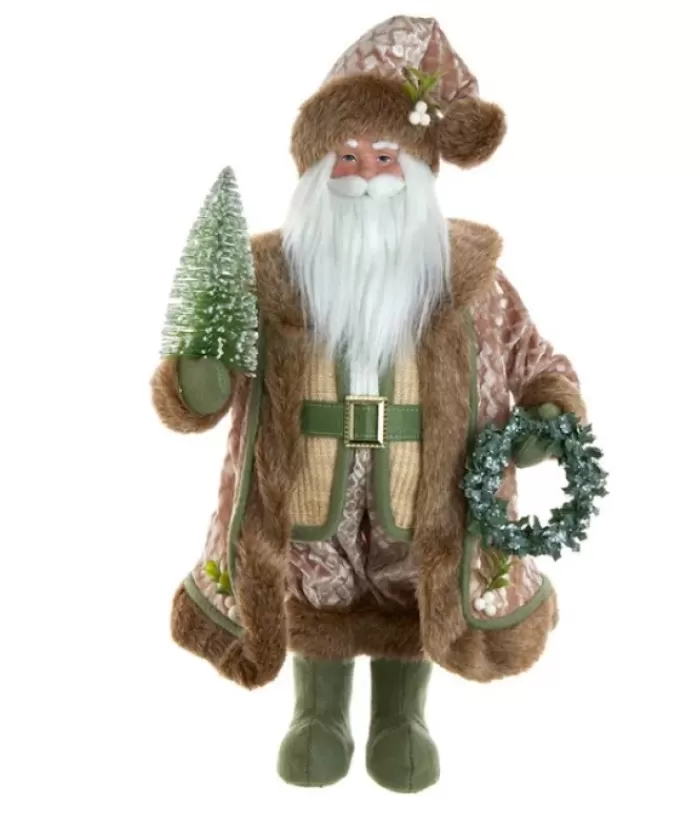 Boutique de Noël Anges & Père Noël*18"Sage/Fur Santa W/Tree