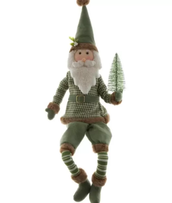 Boutique de Noël Divers*27" Ornament, Sage Coloured Gnome With Small Pine Tree