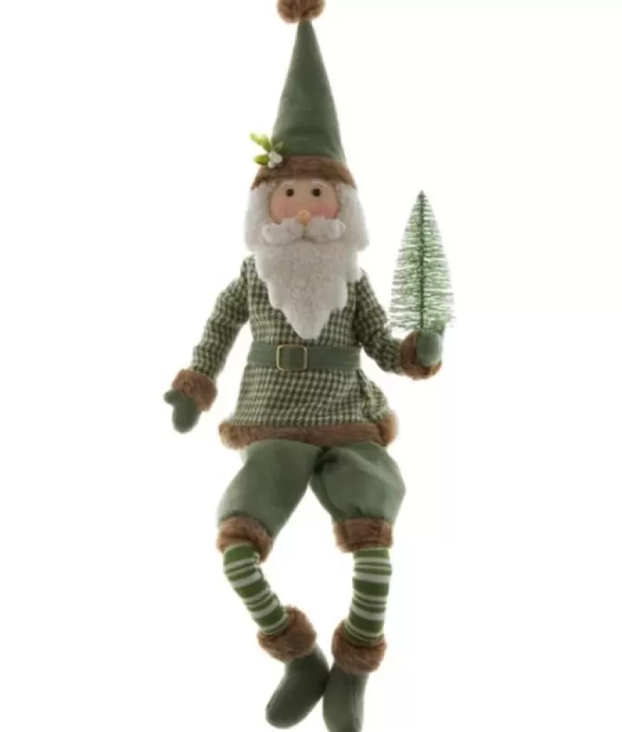 Boutique de Noël 27" Ornament, Sage Coloured Gnome With Small Pine Tree