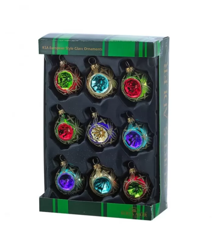 Boutique de Noël 45Mm Miniature Multicolored Glass Reflector Ornaments