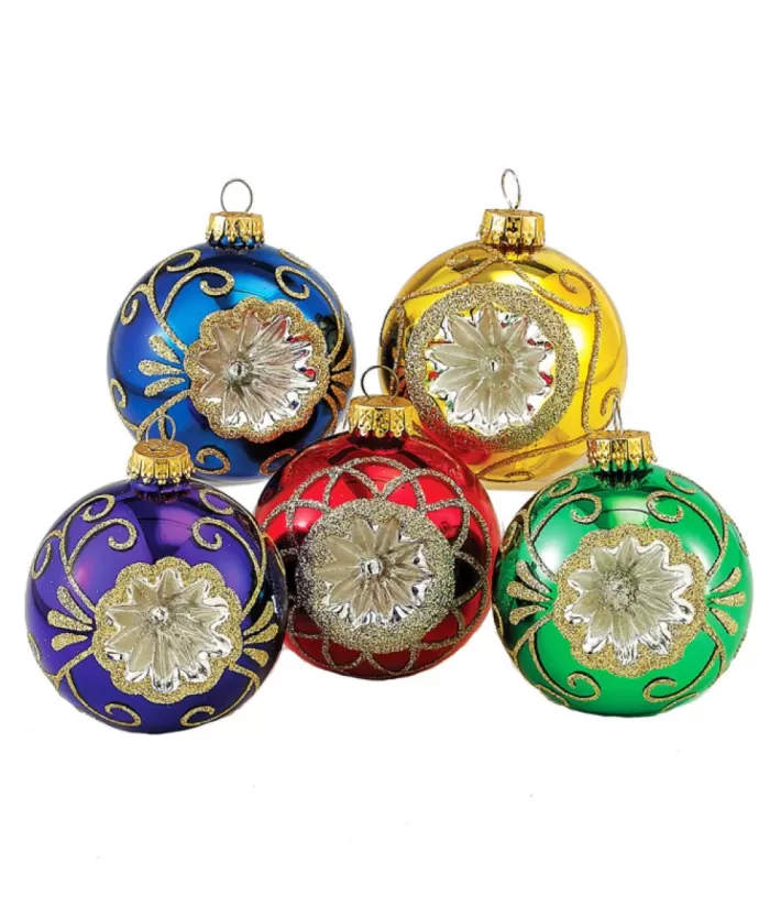 Boutique de Noël 60Mm Multicolored Glass Reflector Ornaments