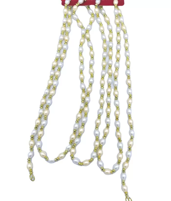 Boutique de Noël 9' Ivory/Gold Beads Garland