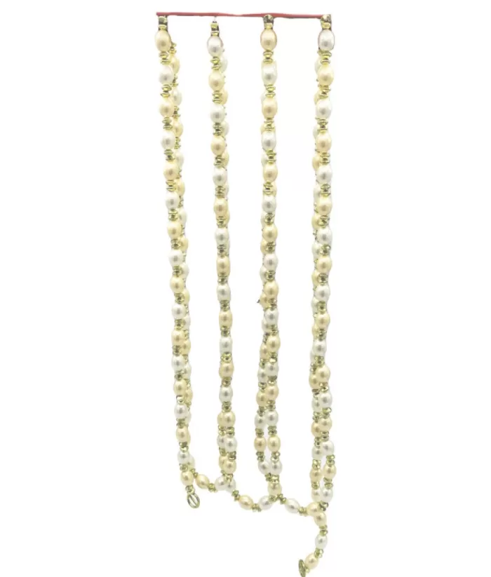 Boutique de Noël 9' Ivory/Gold Beads Garland