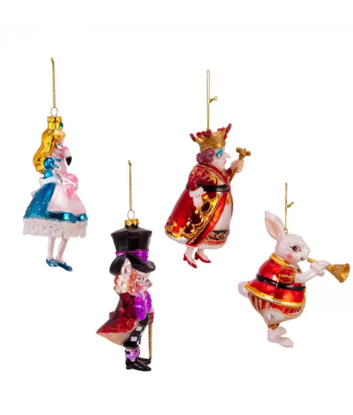 Boutique de Noël Alice In Wonderland Glass Ornament 4-Piece Set