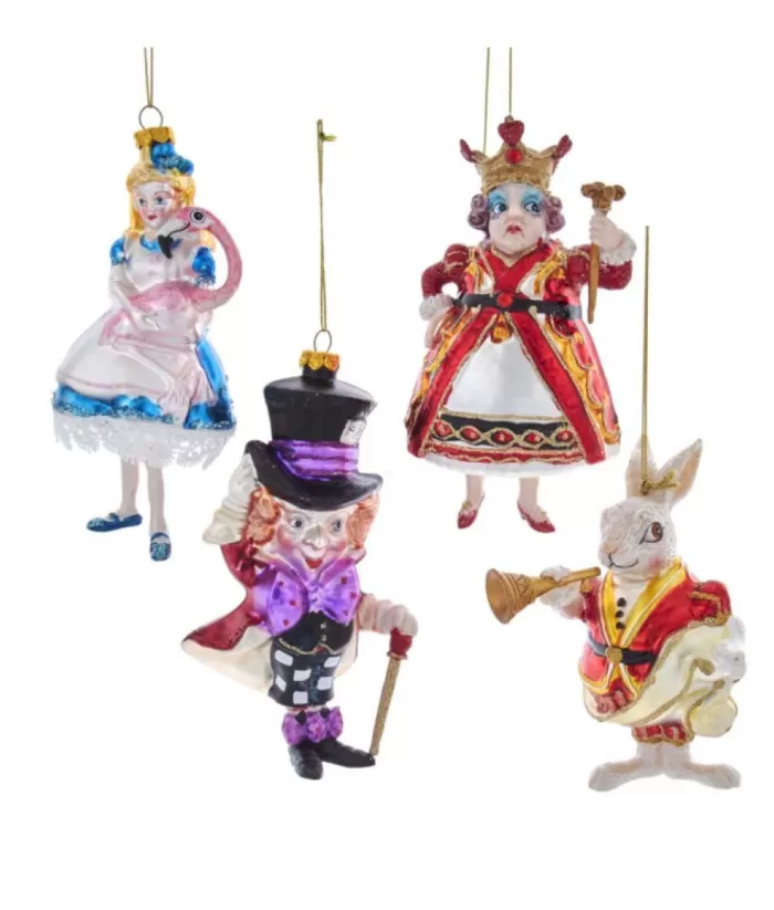 Boutique de Noël Alice In Wonderland Glass Ornament 4-Piece Set