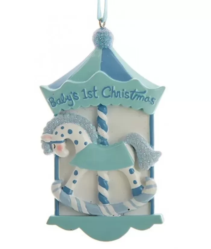 Boutique de Noël Baby'S 1St Christmas'' Blue Carousel Ornament