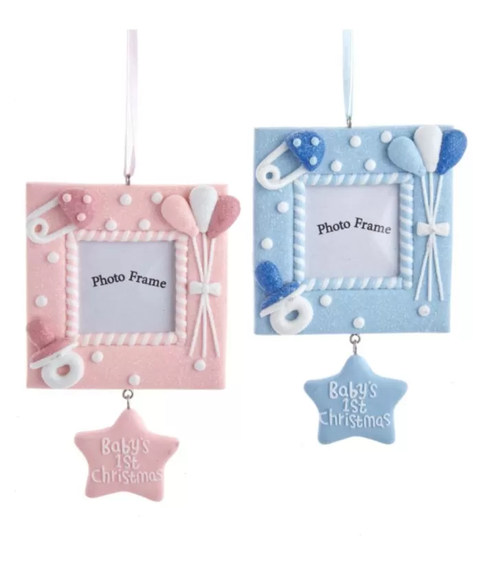 Boutique de Noël Baby'S 1St Christmas'' Blue Photo Frame Ornament