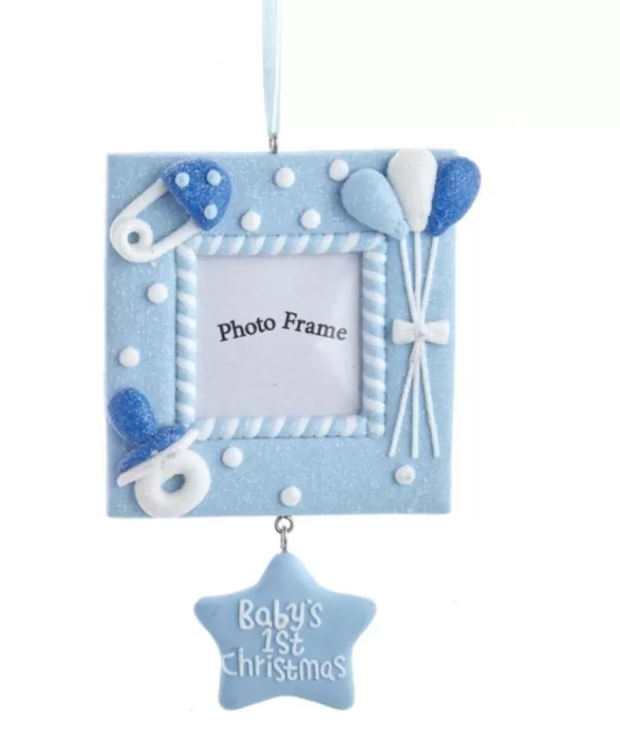 Boutique de Noël Baby'S 1St Christmas'' Blue Photo Frame Ornament