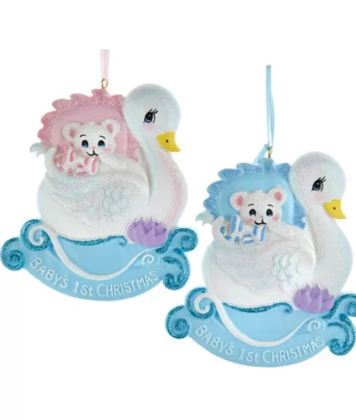 Boutique de Noël Famille & Amitiés*Baby'S 1St Christmas'' Blue Swan Ornament