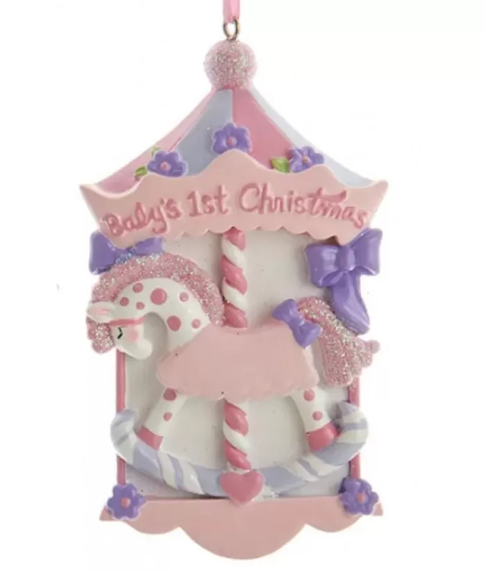 Boutique de Noël Premier Noël*Baby'S 1St Christmas'' Pink Carousel Ornament