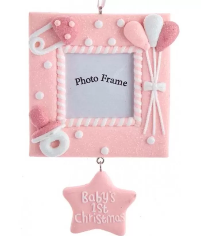 Boutique de Noël Baby'S 1St Christmas'' Pink Photo Frame Ornament