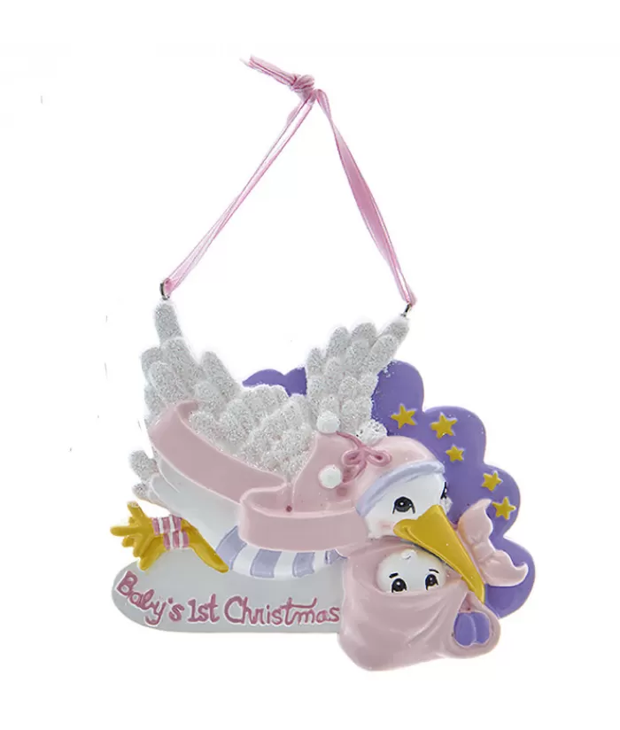 Boutique de Noël Premier Noël*Baby'S 1St Christmas'' Pink Stork Ornament