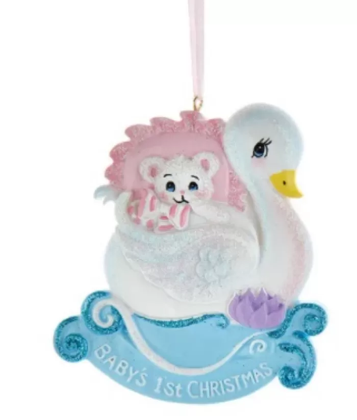 Boutique de Noël Premier Noël*Baby'S 1St Christmas'' Pink Swan Ornament