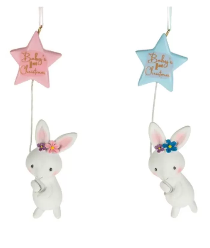 Boutique de Noël Baby'S First Bunny With Blue Star Ornament