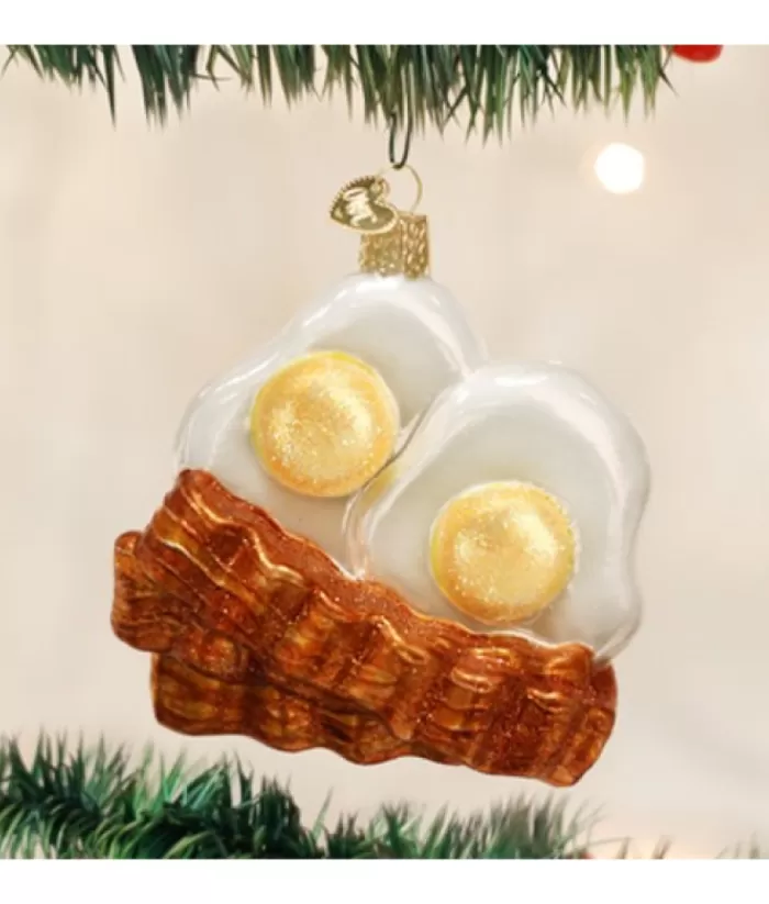 Boutique de Noël Bacon And Eggs, Sunny Side Up, Glass Ornament