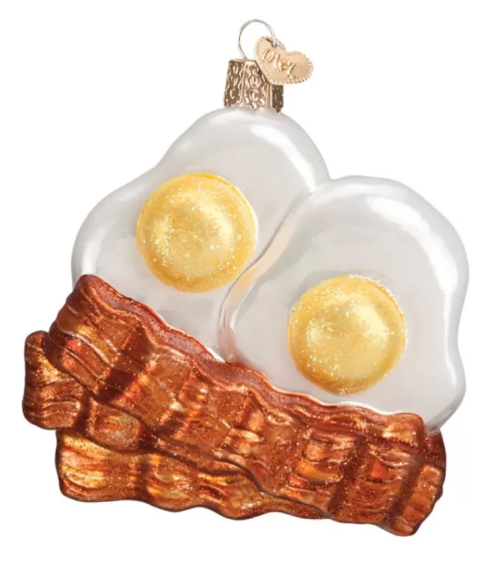 Boutique de Noël Bacon And Eggs, Sunny Side Up, Glass Ornament