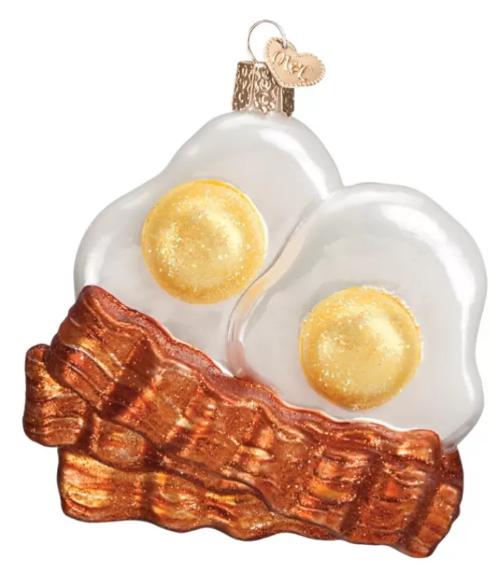 Boutique de Noël Nourriture & Breuvages*Bacon And Eggs, Sunny Side Up, Glass Ornament