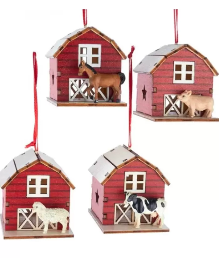 Boutique de Noël Animaux*Barn With Pig Ornament