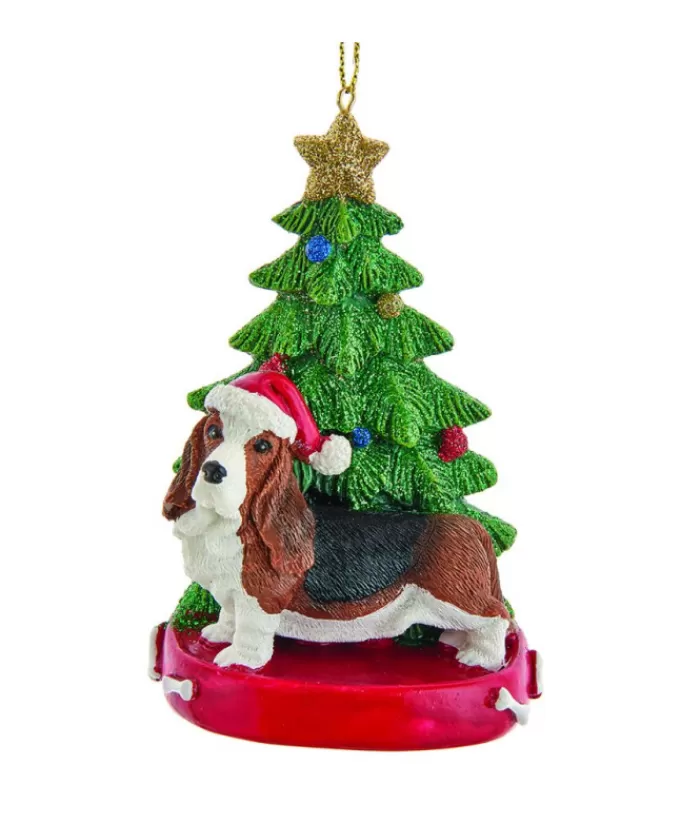 Boutique de Noël Chiens*Basset Hound With Xmas Tree, Made Of Resin