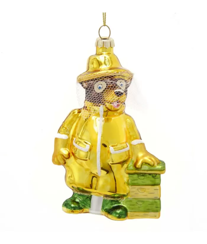 Boutique de Noël Nourriture & Breuvages*Bear Bee Keeper, Glass Ornament