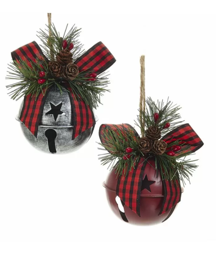 Boutique de Noël Cloches & Grelots*Bell Ornament With Red Plaid Ribbon