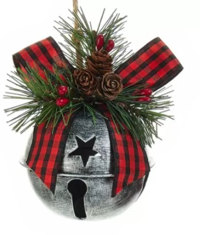 Boutique de Noël Cloches & Grelots*Bell Ornament With Red Plaid Ribbon