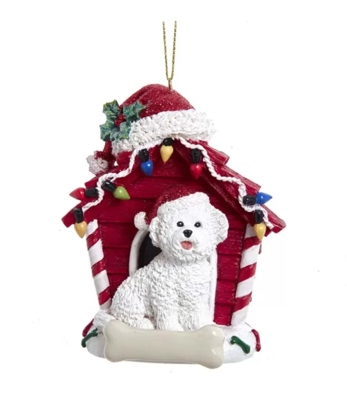 Boutique de Noël Bichon Frise Ornament With Doghouse