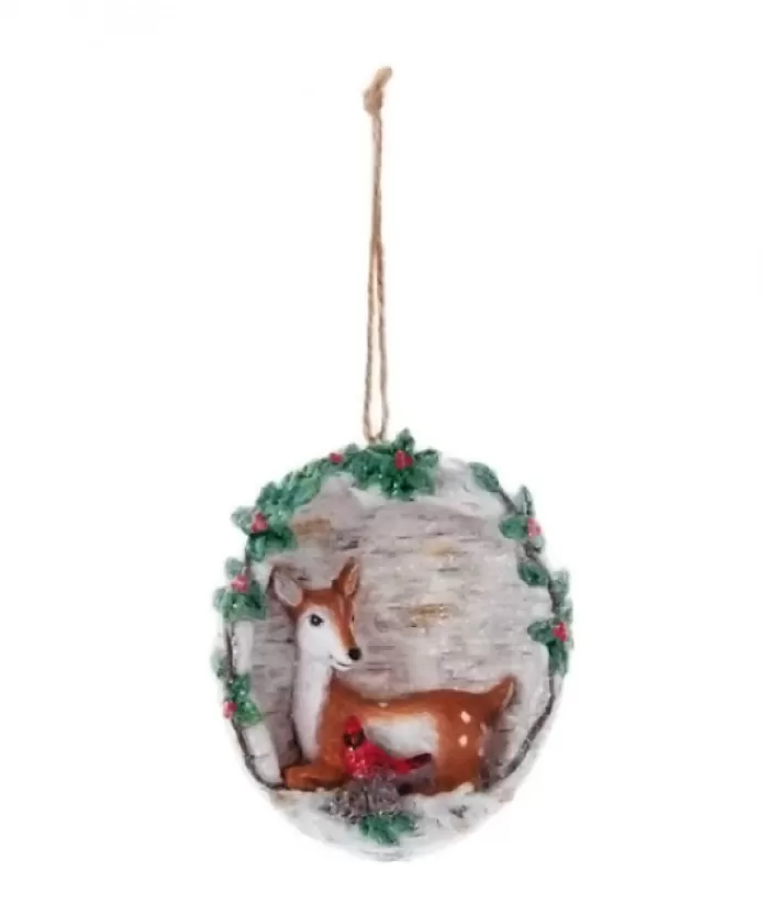 Boutique de Noël Animaux*Birch Berry Deer With Cardinal Ornament