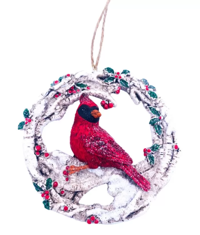 Boutique de Noël Birch Berry With Cardinal Ornament