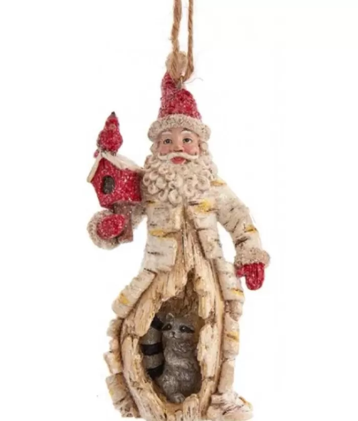 Boutique de Noël Animaux*Birch Santa With Raccoon Ornament