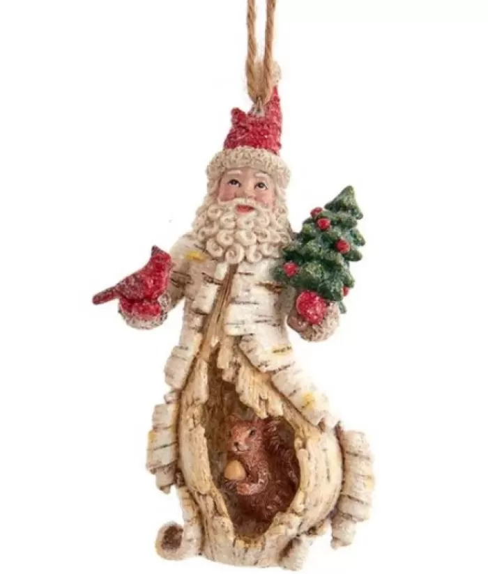 Boutique de Noël Animaux*Birch Santa With Squirrel Ornament