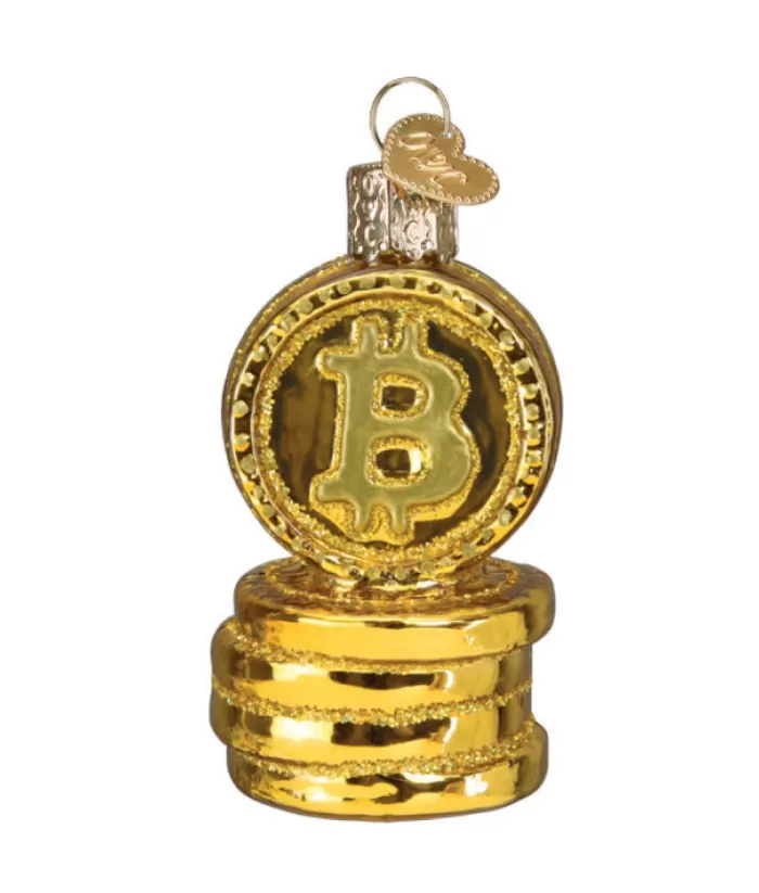 Boutique de Noël Bitcoin Glass Ornament