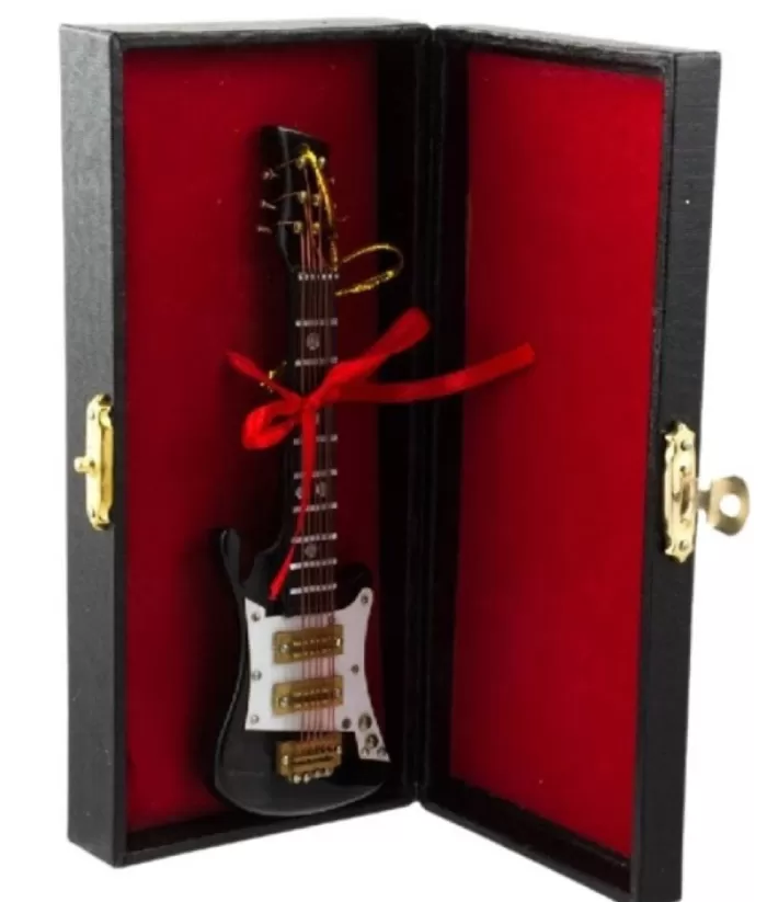 Boutique de Noël Black Electric Guitar With Protective Black Case, Ornament