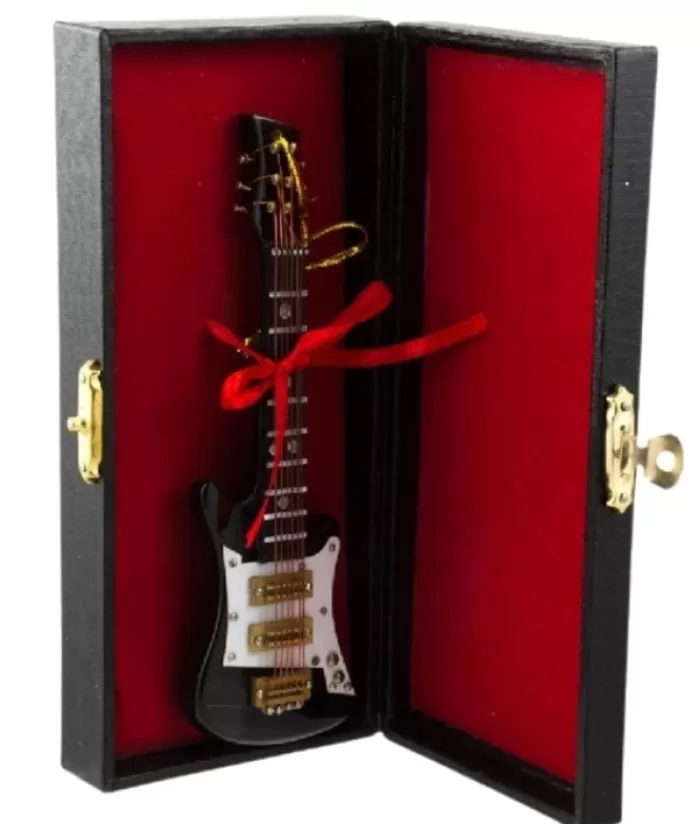 Boutique de Noël Loisirs & Professions*Black Electric Guitar With Protective Black Case, Ornament