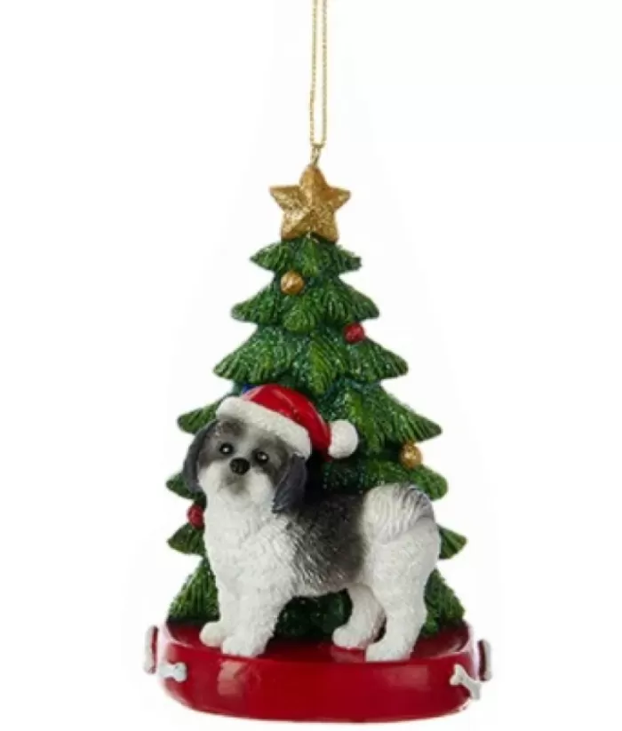 Boutique de Noël Black Shih-Tzu Ornament With Chrismas Tree