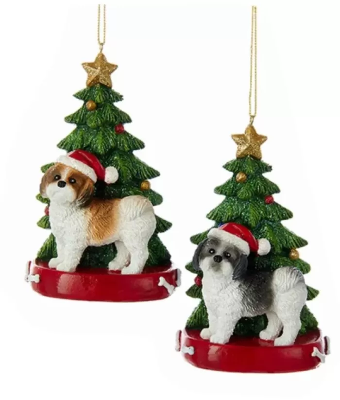 Boutique de Noël Black Shih-Tzu Ornament With Chrismas Tree