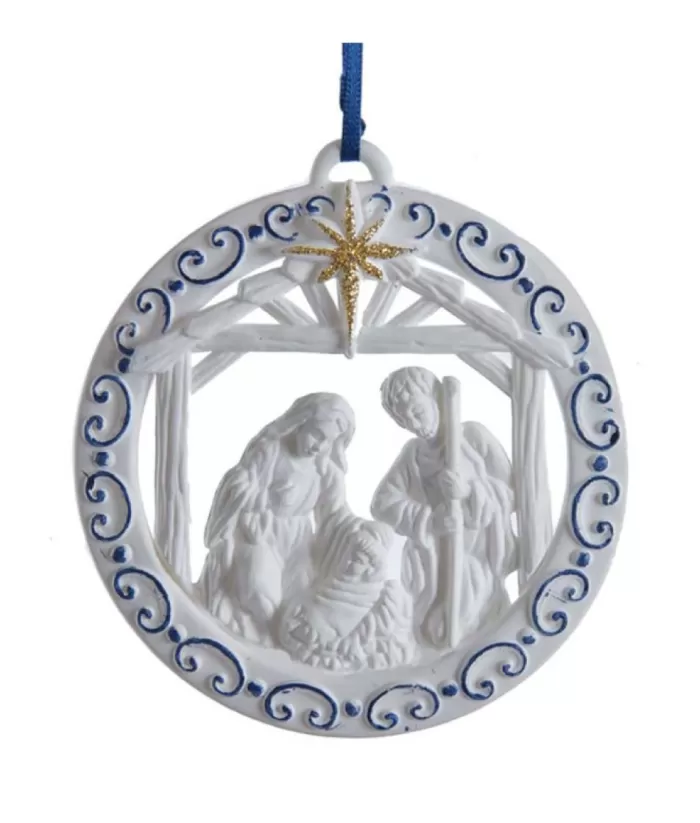 Boutique de Noël Blue And White Nativity Ornament