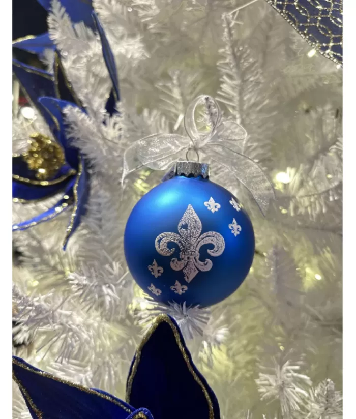 Boutique de Noël Ornements Souvenirs*Blue Glass Ornament "Québec". Customizable.