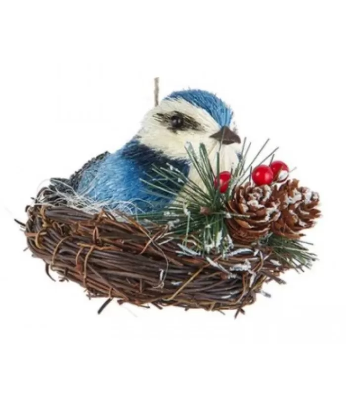 Boutique de Noël Blue Jay In Nest Ornament