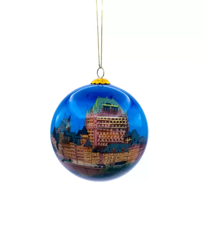 Boutique de Noël Nos Exclusivités*Boule Bleue En Verre Chateau Frontenac