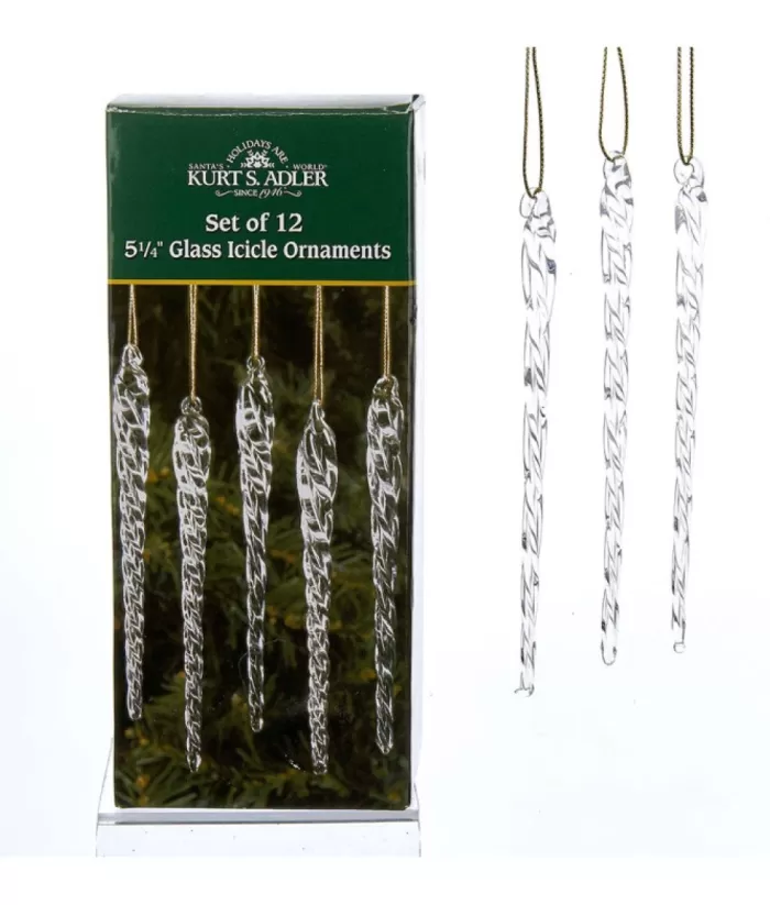 Boutique de Noël Box Of 12 Twisted Glass Icicles