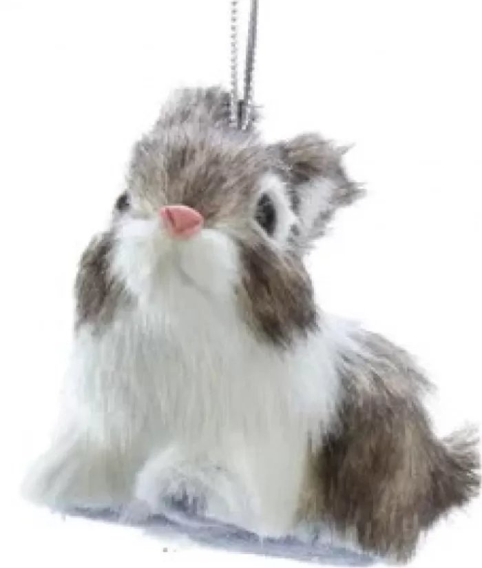 Boutique de Noël Animaux*Brown And White Furry Bunny Ornament