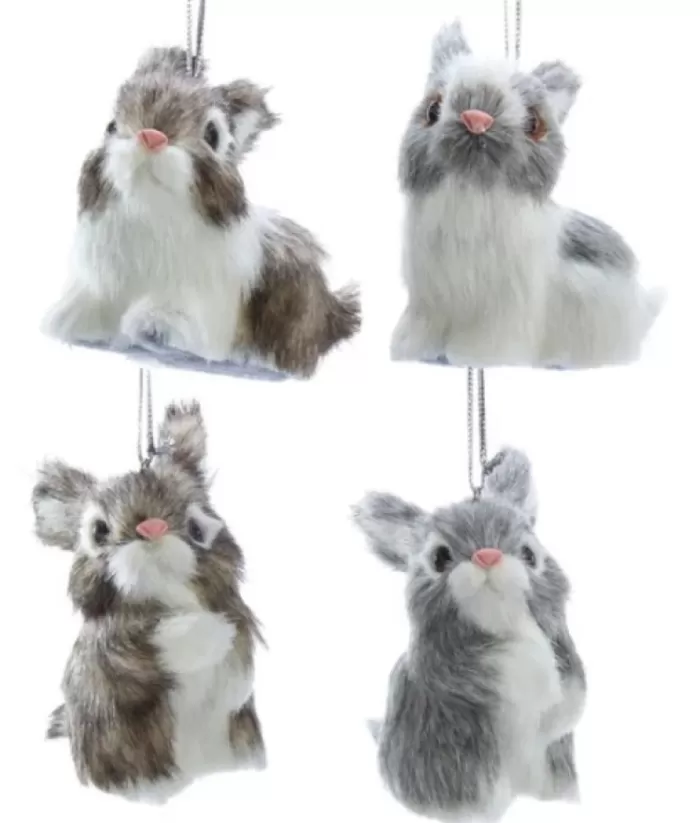 Boutique de Noël Brown And White Furry Bunny Ornament