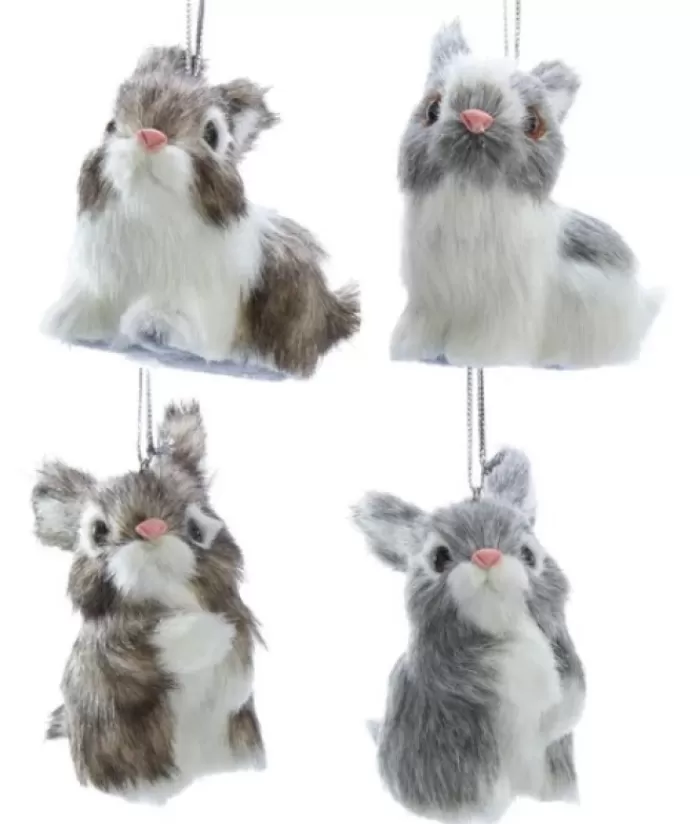 Boutique de Noël Animaux*Brown And White Furry Bunny Ornament