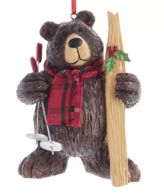 Boutique de Noël Sports*Brown Bear With Ski Ornament